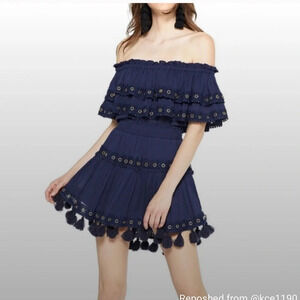 MISA Los Angeles Marcella Navy Tassel Skirt